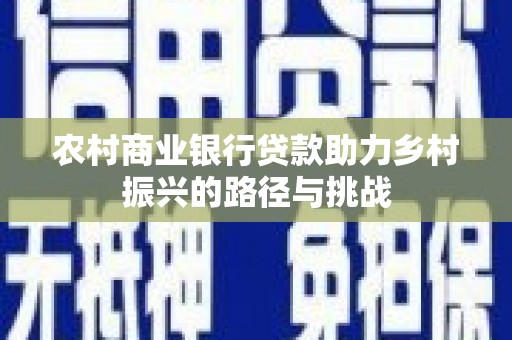 玄武农村商业银行贷款助力乡村振兴的路径与挑战