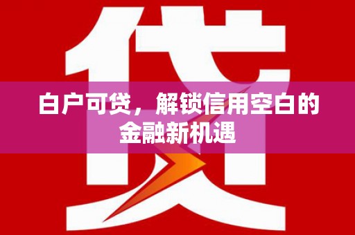 玄武白户可贷，解锁信用空白的金融新机遇