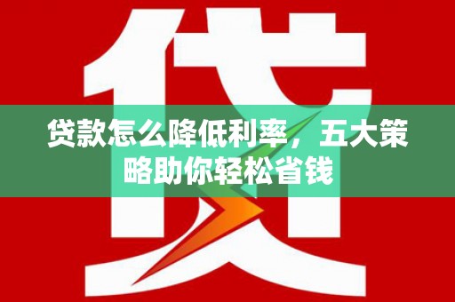 玄武贷款怎么降低利率，五大策略助你轻松省钱
