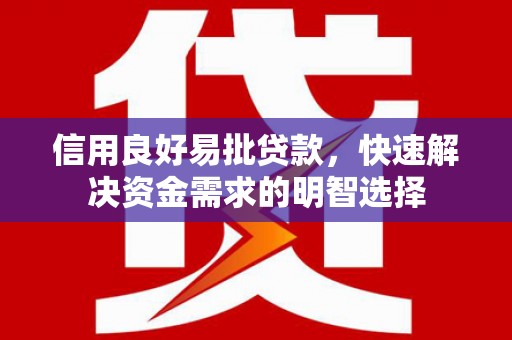 玄武信用良好易批贷款，快速解决资金需求的明智选择