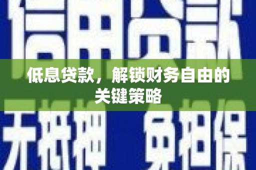 玄武低息贷款，解锁财务自由的关键策略
