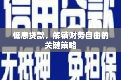 玄武低息贷款，解锁财务自由的关键策略