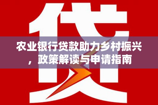 玄武农业银行贷款助力乡村振兴，政策解读与申请指南